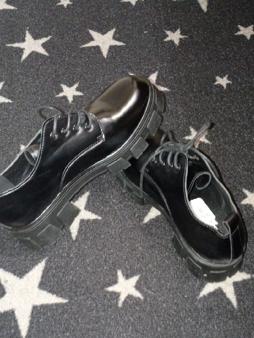 Madden Girl Black Patent Lace-Up Wedge Oxfords - Picture 3 of 4